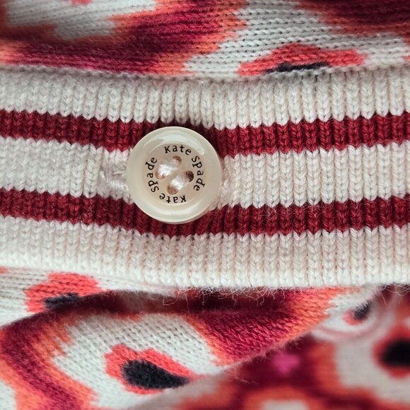 Kate spade New York Live colorfully XXS Posy Ikat Red Chestnut button cardigan - Picture 8 of 10